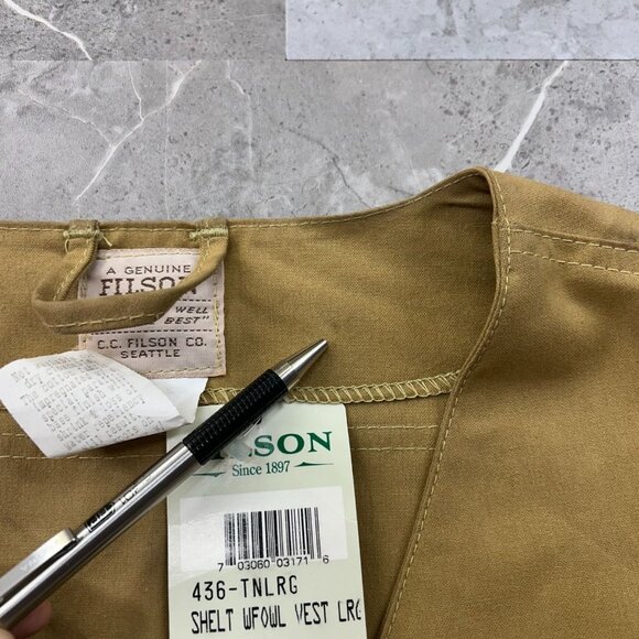 90s Vintage Filson Hunting Vest Mens Large Half Moon Waterfowl Waxed Canvas - Picture 10 of 16